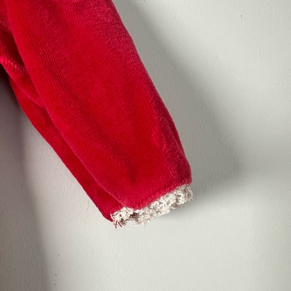 First Impressions Footed Sleeper Red Lace Smocking Y2K Girls 3-6M Baby - Picture 5 of 8